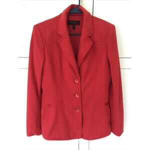 Escada Red Cotton Rayon Three Button Blazer Jacket Women’s Size 40 *FLAWED